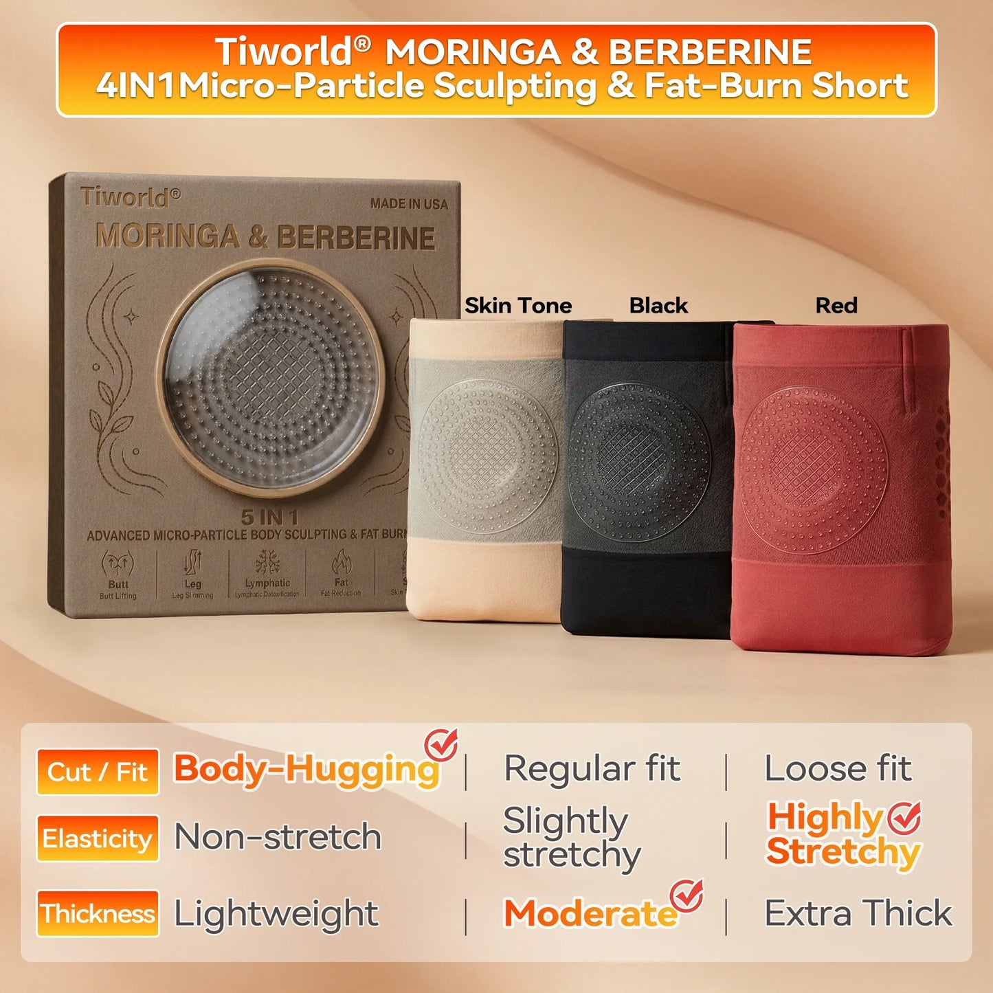 💥Tiworld® 2026 Moringa and Berberine 4-in-1 Microparticle Shaping and Fat Burning Shorts