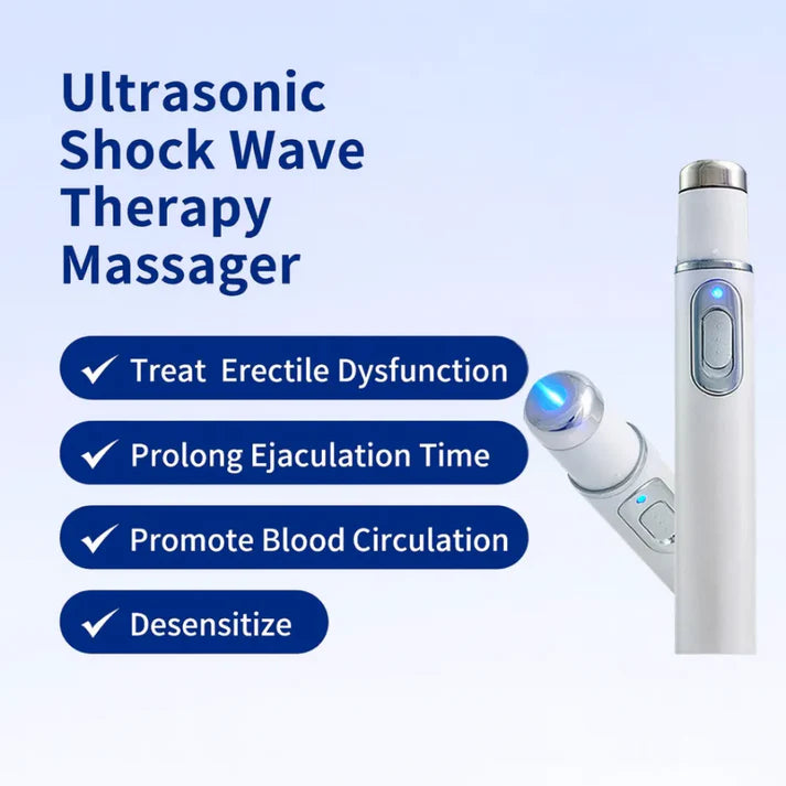Advanced sonic shock therapy restores penile tissue health, enhances erectile hardness, stamina, and male sexual confidence, and relieves muscle pain, joint stiffness, and tendon discomfort.